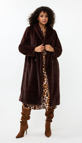 Chocolate Coat shawl collar faux fur