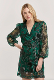 MINA BUTTON DOWN LONG SLEEVE DRESS EMERALD GARDENIA