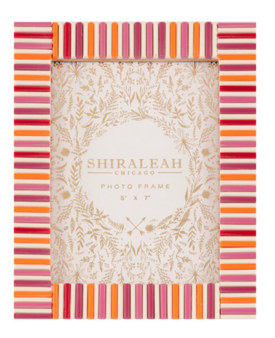 Shiraleah Viva 5" x 7" Mosaic Stripes Picture Frame, Red