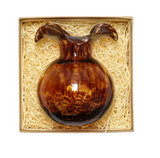 Hibiscus Glass Brown Tortoiseshell Bud Vase