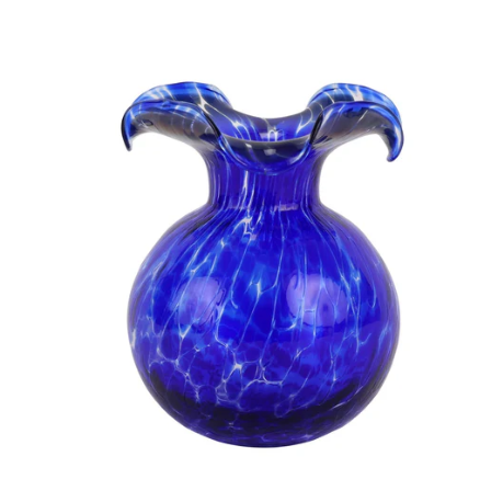 Hibiscus Glass Cobalt Tortoiseshell Bud Vase