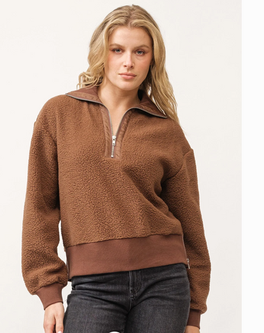 BRIAR HALF ZIP SWEATER BROWN BEAR- dear john