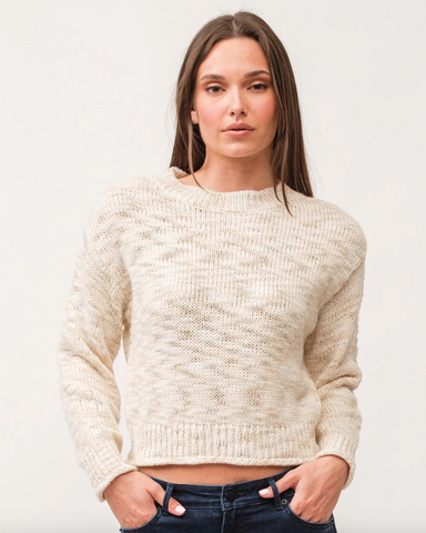 BRITNEY LUREX SPACE DYE YARN SWEATER ANTIQUE WHITE