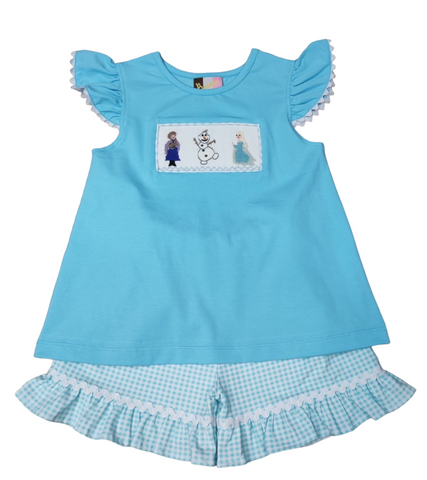 ICE PRINCESS SMOCKED SHORT SLEEVE SET- BANANA SPLIT