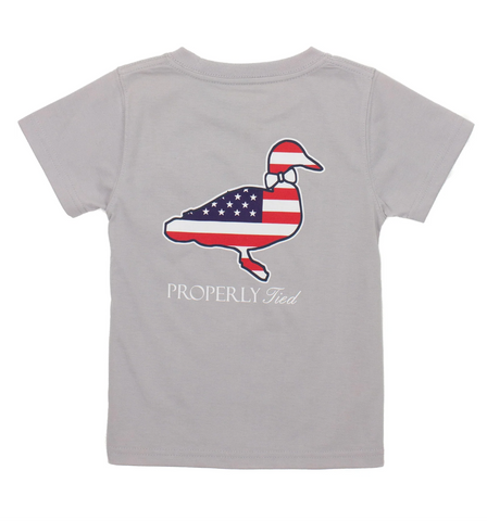 Boys Americana Logo SS Ice Grey- PROPERLY TIED