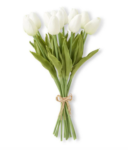 White Real Touch Mini Tulip Bundle - 12 stems