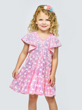 Baby Sara- Pink Flutter Sleeve Sequin Dress