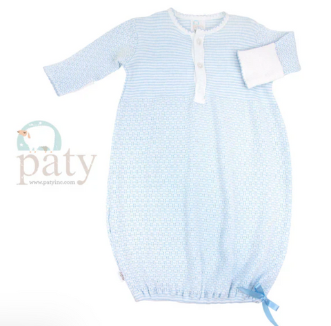 Paty Blue Knit Gown 2-Button Front