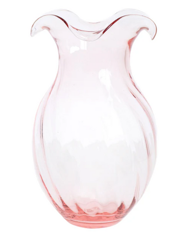 Hibiscus Glass Vertical Fluted Large Vase pink