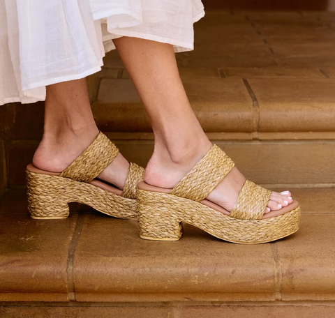 Beach Ocean Ave Platform Sandal- COGNAC
