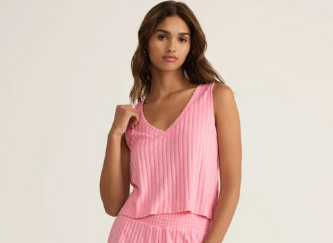Sloane V-Neck Silky Rib Tank-Z Supply