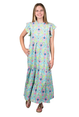 Top It Off-Laura Dress Turquoise Multi