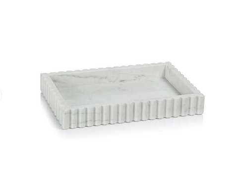 Zodax Small Calabria Scalloped Vanity Marble Tray