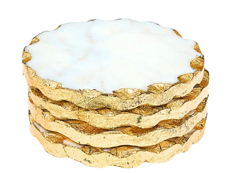 Godinger-Lavi Marble Gold Organic Edge Coaster Set