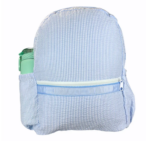 Baby Blue Seersucker Medium Backpack