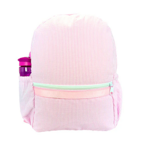light pink seersucker backpack