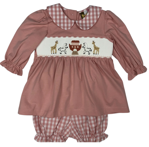Banana Split-Noah's Ark Smocked Bloomer Set