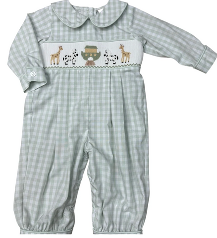 Banana Split-Noah's Ark Smocked Boys Romper