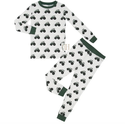 Hamner Hill-Boys Green Tractor Loungewear Set