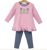 Trotter Street-Dog Ruffle Pants Set
