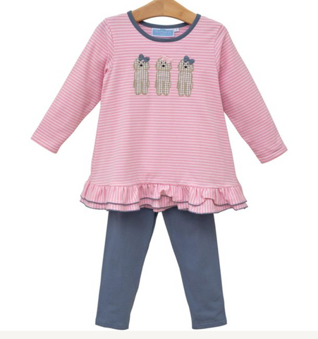 Trotter Street-Dog Ruffle Pants Set
