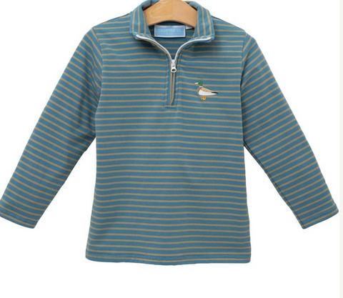 Trotter Street-Mallard Embroidery 1/4 zip pullover