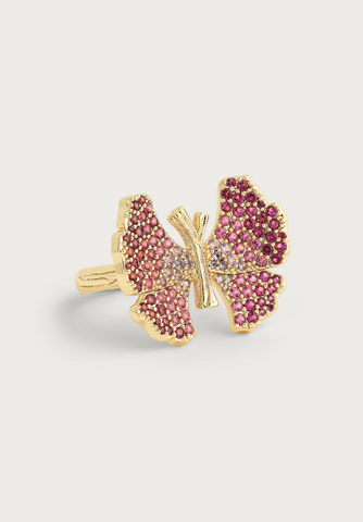Anabel Aram-Butterfly Pink Pavé Ring