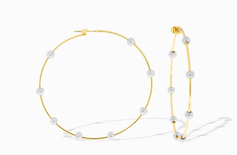 Marlyn Schiff-thin hoops with beaded balls