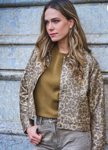 Esqualo Jacket Leopard – golden olive
