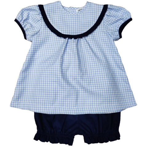 Ishtex-BLUE PLAID BLOOMERS SET