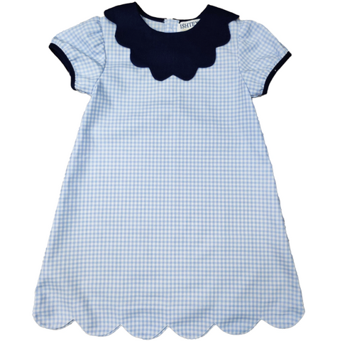 Ishtex-BLUE PLAID DRESS