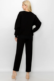 JOH-Black Scuba Pearl Top and Pants SET