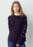 JOH-Black Scuba Pearl Top and Pants SET
