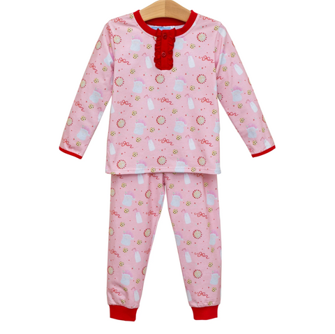 Trotter Street-Milk & Cookies Ruffle Pants Set
