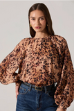 ASTR-Reyen Leopard Balloon Sleeve Top