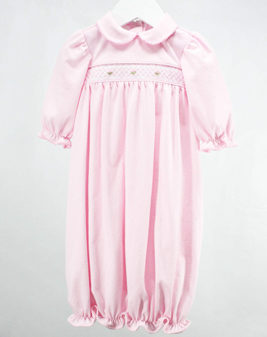 Baby Blessings-Pink and White Geometric Claire Gown