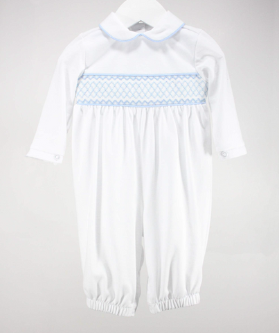 Baby Blessings-White and Light Blue Levi Gown