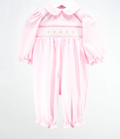 Baby Blessings-Pink and White Geometric Claire Romper