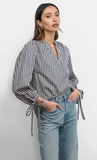 Greylin-Miui Puff Sleeve Stripe Shirt (navy)
