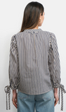 Greylin-Miui Puff Sleeve Stripe Shirt (navy)
