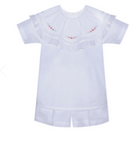 Phoenix&Ren-Chandler Short Set-Red Christmas Embroidery