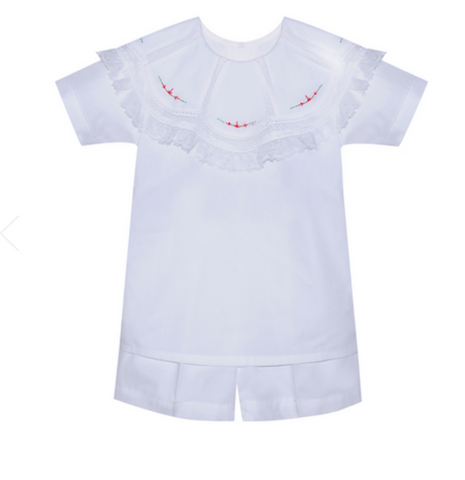 Phoenix&Ren-Chandler Short Set-Red Christmas Embroidery