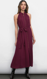 Greylin-Everley Button Up Tie Front Midi Dress