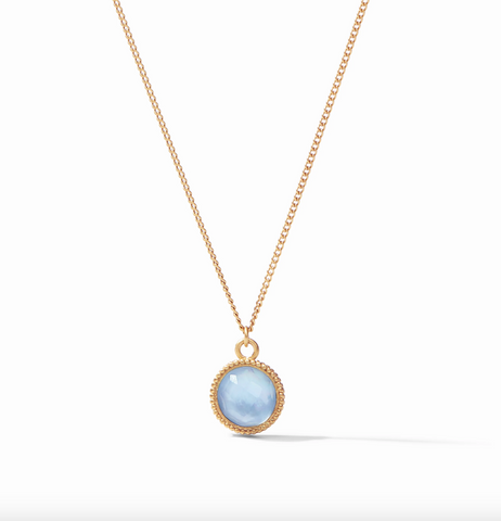 Julie Vos-Fleur-de-Lis Solitaire Necklace-Chalcedony Blue