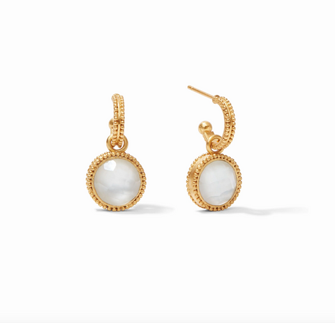 Julie Vos- Fleur-de-Lis Hoop & Charm Earring-Iridescent Clear Crystal