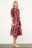 THML- Long Sleeve Print Tiered Dress