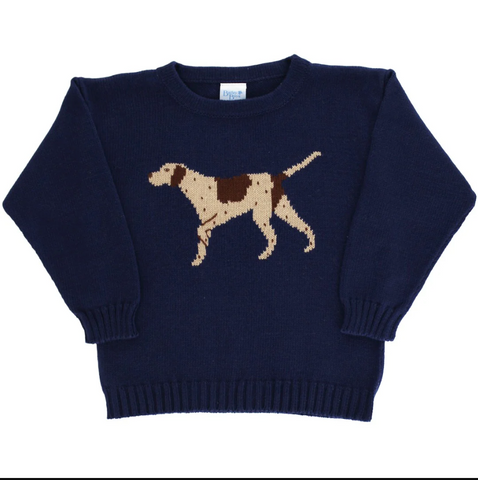 Bailey Boys-Crew Neck Sweater - Pointer on Navy