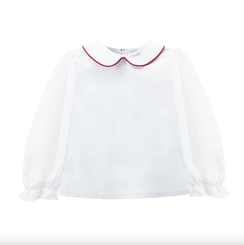 Zuccini Kids-Ally Blouse W/ Red Piping Long Sleeve