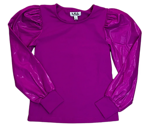 Tween Mia New York-Metallic L/S Berry Top