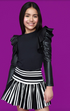 Tween Mia New York-Striped Pleated Skort